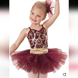 Weissman Burgundy & Gold Dance Costume